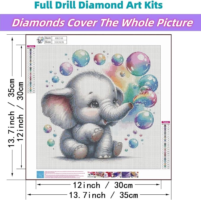 Diamond Painting Kits for Adults,Elephant Diamond Art 13.7X13.7inch