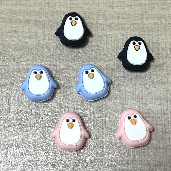 SPANSEE 6 PCS Penguin Knitting Needle Point Protectors, Knitting Needle End Caps, Stitch Stoppers for Knitting Needles, Knitting Accessories fit Size 2.5-13 (3mm-9mm) Needles