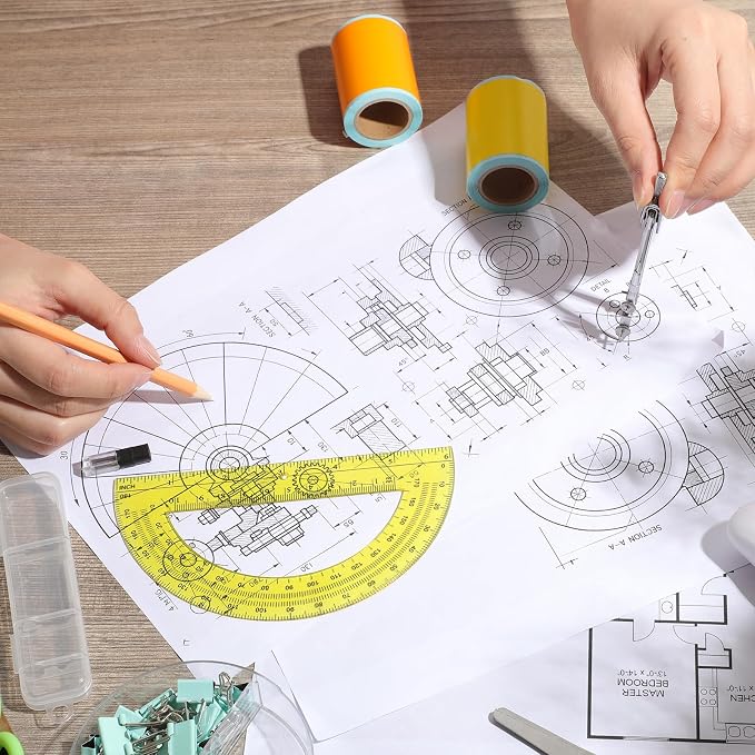 EBOOT Drawing Compass and 6 in Protractor Geometry Set, Yellow | Geometry Math Set, Swing Arm Protractor Ruler Compass, Geometry Drawing Tools for Measuring Angles