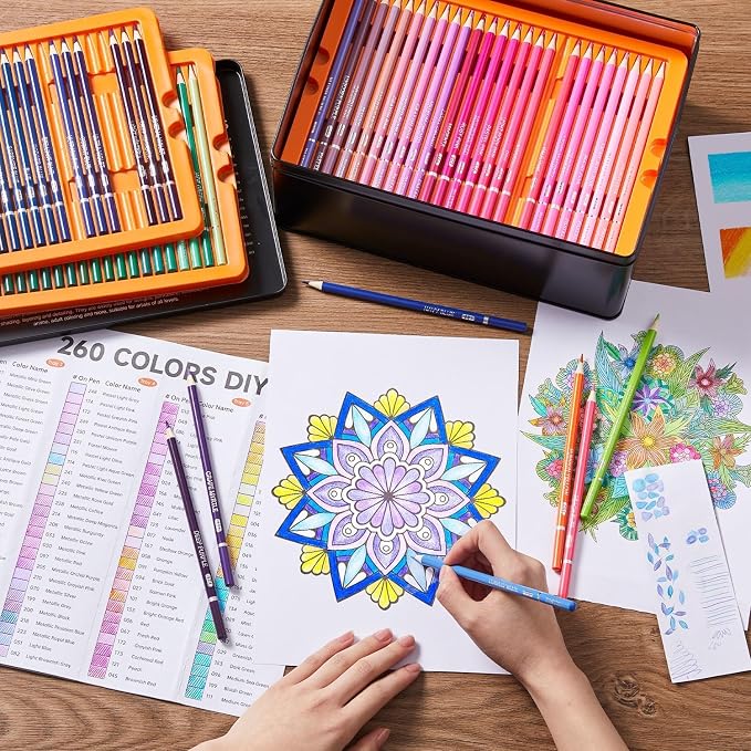 Shuttle Art 260 Coloring Pencils for Adults, Soft Core Color Pencils for Artists Kids Adults Sketching and Drawing
