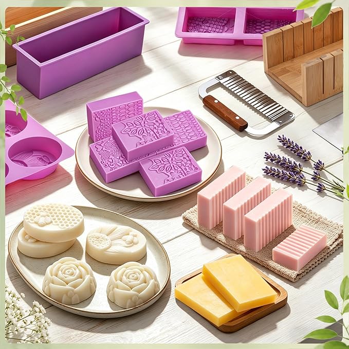 Soap Making Kit All-in-One DIY Soap Making Supplies for Adults | Removable Melter Pot, Goat Milk Soap Base, Dyes, Essential Oil & Fragrances, 3 Silicone Molds, Cutters, Silicone Loaf Molds
