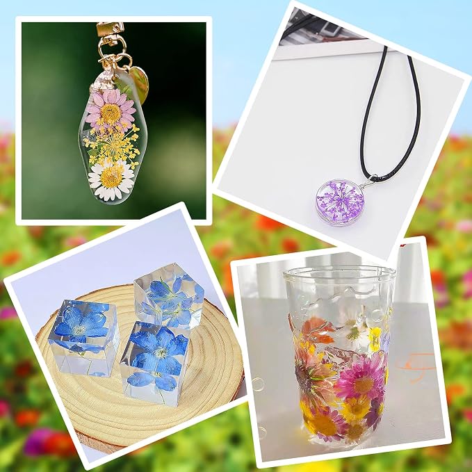 Augshy 141Pcs Dried Pressed Flowers for Resin, Natural Dried Flowers Real Pressed Flower for Crafts, Resin Mold Scrapbooking, Candle, Soap Making DIY, Epoxy Resin Supplie