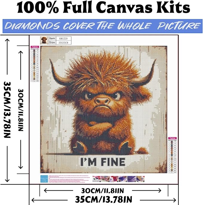 XSJDBYYQ Highland Cow Diamond Art Kits for Adults, 5D DIY Diamond Painting