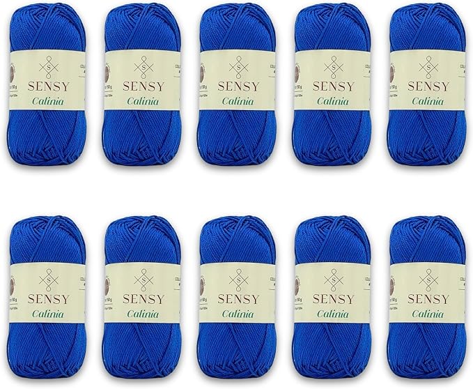 S Sensy Calinia-Mercerized Giza Cotton #2 Fine Yarn 10 Pack Blue 131 Yards