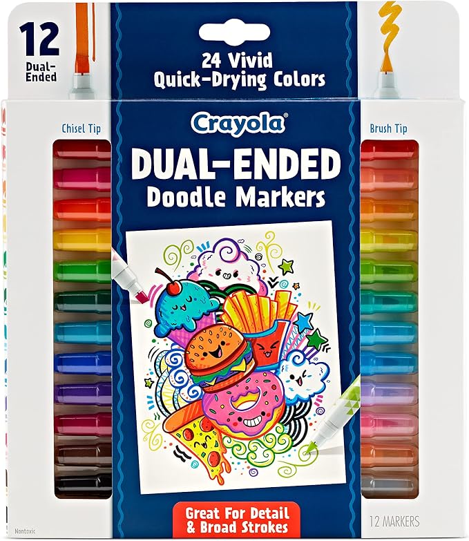Crayola Dual Chisel Tip & Brush Markers (12ct), Markers for Adults, Art Marker Set, Coloring Supplies, Gifts for Teens & Adults