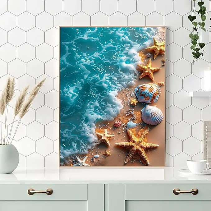 Beach Diamond Art Kits for Adults, 5D Diamond Painting Kits for Beginners