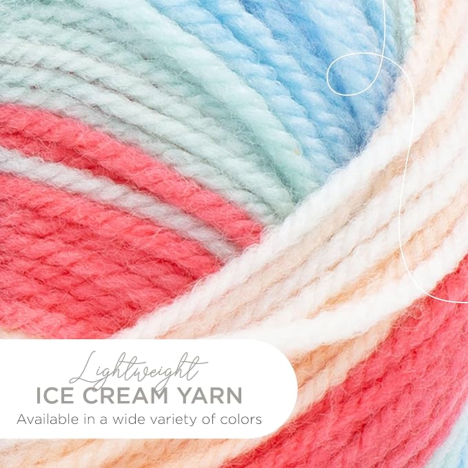 Lion Brand Yarn, Ice Cream Crochet Yarn, Twinberry Cheesecake, 1 Pack
