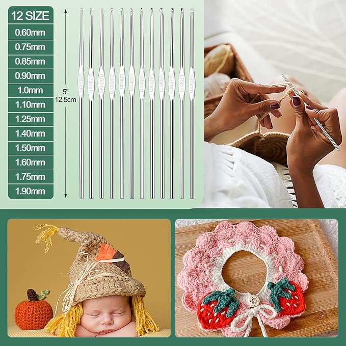 Aeelike Crochet Kits for Beginners with Yarn, Green | Learn to Crochet Set Included Crochet Hooks Supplies DIY Tools,Crocheting Kit for Adults Kids with Portable Green Leaves Bag