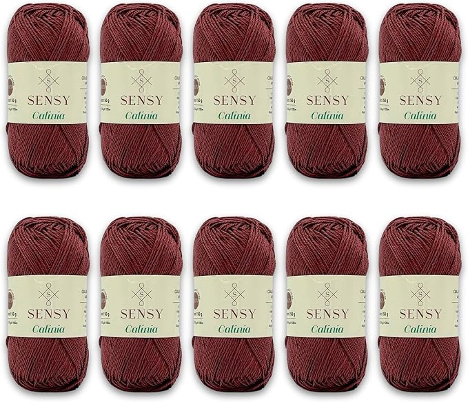 S Sensy Calinia-Mercerized Giza Cotton #2 Fine Yarn 10 Pack Brown 131 Yards