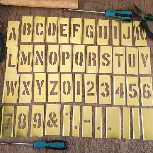 Pelopy 45 Pcs 3 Inch Brass Stencils Letters and Numbers Stencils Set