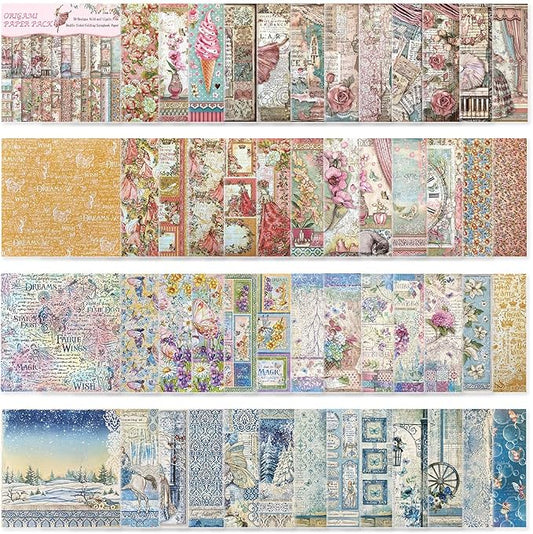 Origami Paper 50 Sheets, 6-Inch Square Double Sided Colored Craft Paper | 70GSM colorful paper,50 Vivid Pattern Origami Kit,DIY Hand Crafts,Arts Creativity,Easy to Fold,No-Fading.Flower Fairy