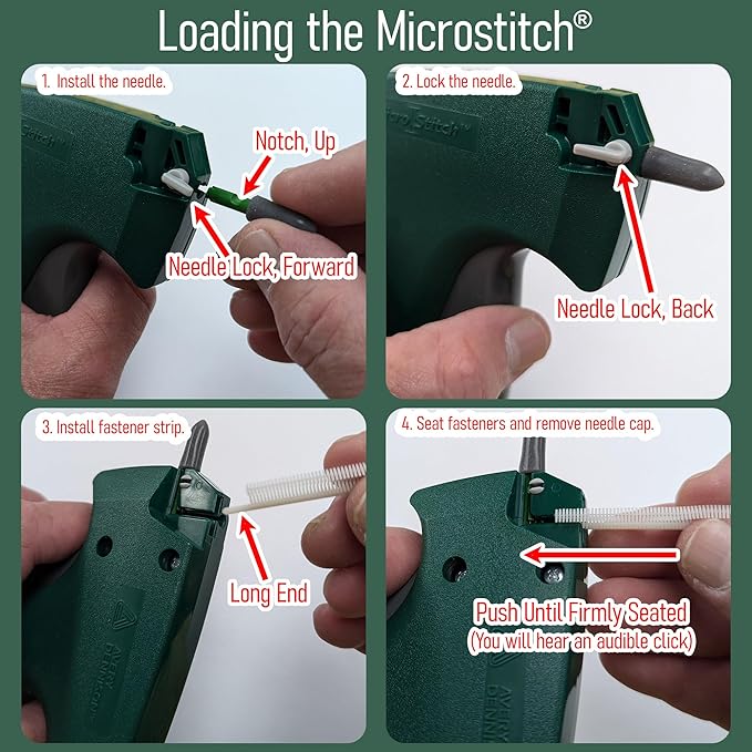 MicroStitch® All‑in‑One Tagging Gun Kit – Ultra‑Fine Needle Tagger with Black/White & Color Fasteners – Fabric‑Safe for Clothing Repairs, Quilting, Crafts, and DIY Projects (Black & White)