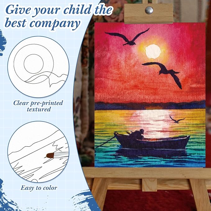 Sherr 24 Pcs Pre Drawn Canvas for Adult, Mountain, 8 x 10 Inch