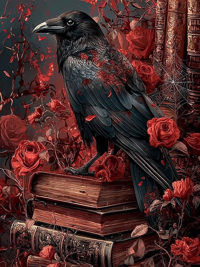 XUCNWL Halloween Diamond Art Kits for Adults,Crow Book Diamond Painting