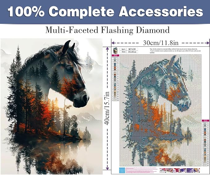 ijbnhd Horse Diamond Art Kits for Adults, 12 X 16Inch