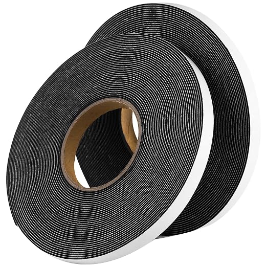 Tatuo 2 Rolls Double Sided Foam Tape for Mounting,0.6 Inch by 50 Feet,Black