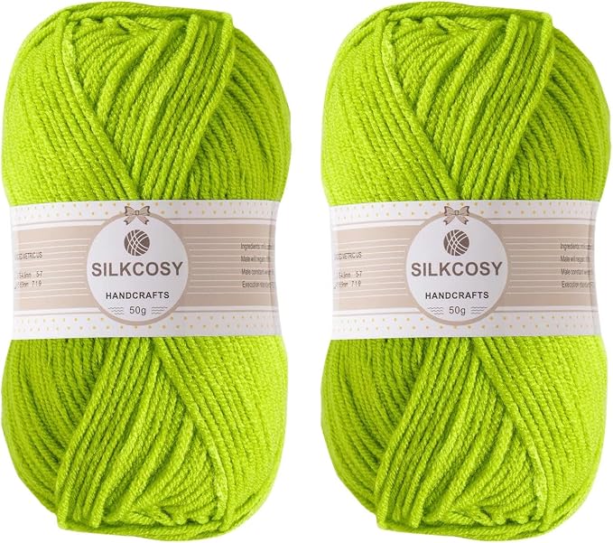 2 Pcs Crochet Yarn, Feels Soft 280 Yards Assorted Colors 4ply Acrylic Yarn,Yarn for Crochet & Hand Knitting-Bud Green
