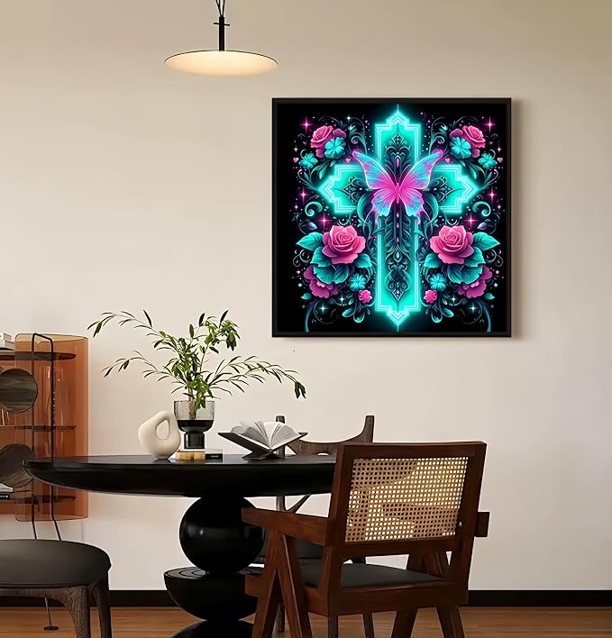 Diamond Art Kits for Adults,Glowing Cross Diamond Painting,13.7X13.7inch