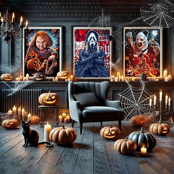 6 Pack Halloween Paint by Numbers Kit for Adults without Frame 12x16 inch | Adult Paint by Number Kits Horror, Halloween Painting by Numbers, DIY Acrylic Oil Painting, Perfect for Gift Home Wall Decor