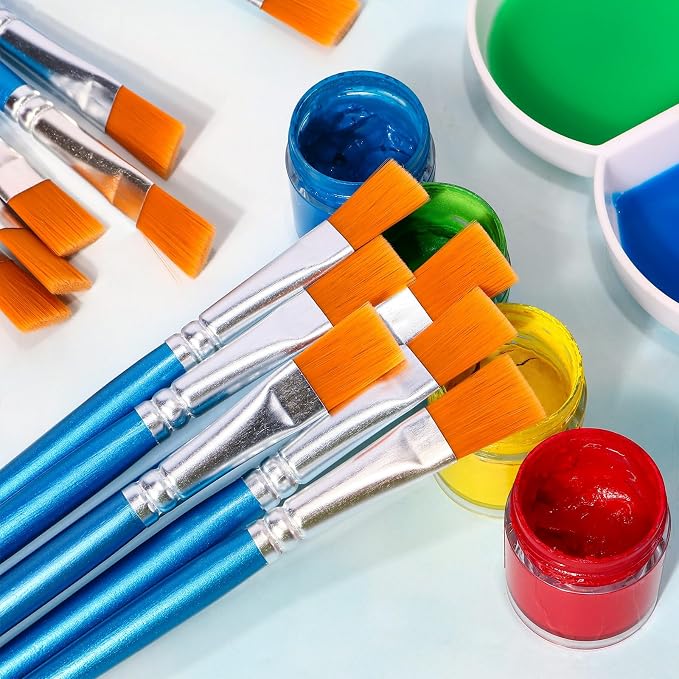 12 Pcs Flat Paint Brushes, 1/2 Inch Small Artist Paint Brushes Bulk