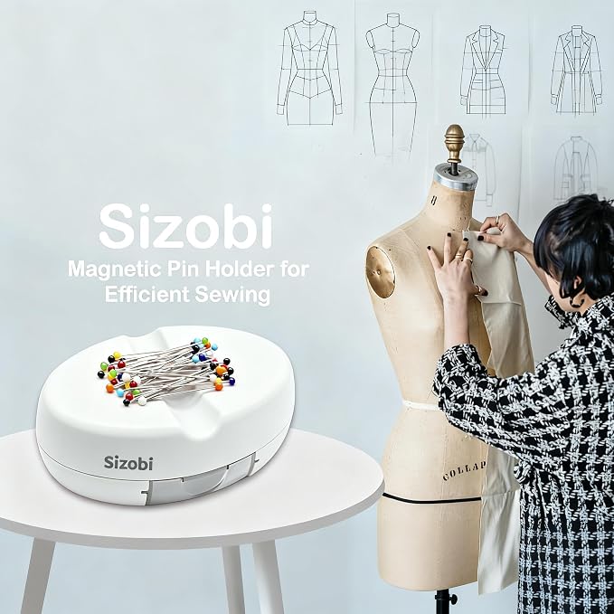 Sizobi Magnetic Pin Cushions for Sewing with 100Pcs Ball Head Straight Pins