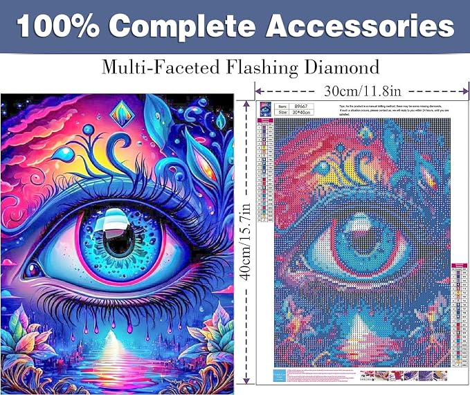 ijbnhd 5D Diamond Art Kits for Adults Eye 12X16in