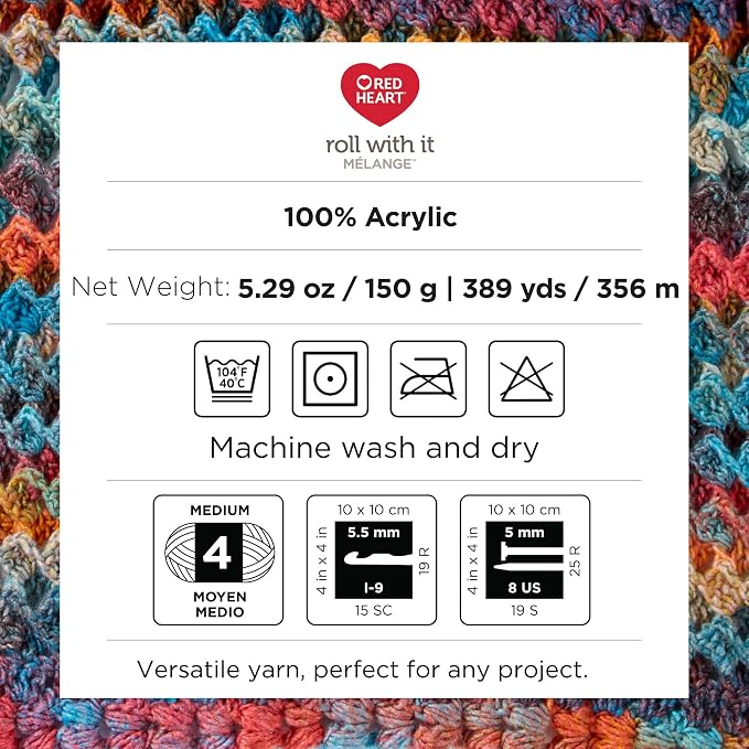 Red Heart Roll with It Melange Yarn for Crocheting, Green Room, 3-Pack
