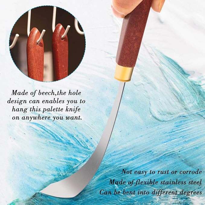 Honoson 4 Pcs Palette Knife Set Spatula Pallet Stainless Steel Wood Handle