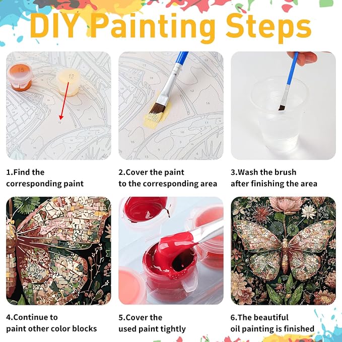 Butterfly Paint by Numbers Kit for Adults, 16x20 inch | DIY Painting Kits Crafts for Adults, Relieve Stress, Gift, Home Wall Decor