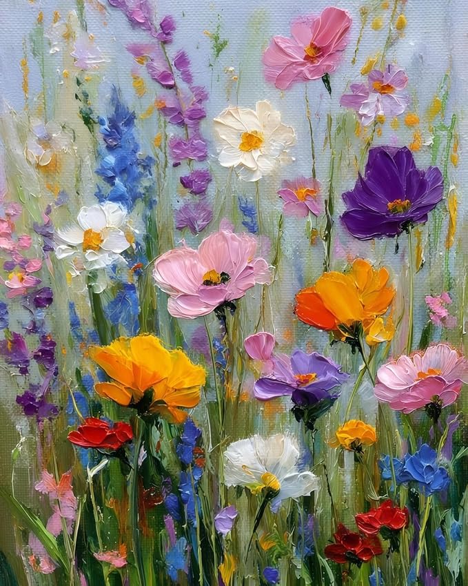 Floral Wildflower Paint by Numbers Kit for Adults Beginner 16X20 inch | Adult Paint by Number Kits on Canvas, DIY Acrylic Oil Easy Painting by Numbers for Home Wall Decor (Without Frame)
