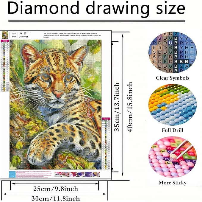 BYGFHLYW 5D Cat Diamond Painting Kit for Adults, Animal Diamond Art Kits | Full Round Drill Gem Painting Paint by Diamonds Relaxing DIY Craft for Home Wall Decor 12x16inch