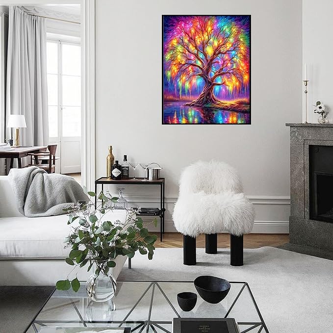 Yunruily Tree of Life Paint by Numbers Adult-Tree of Life Canvas Paint by Numbers for Adults,Painting by Number Canvas for Adults for Gifts and Home Wall Decor(with Gifts Box) 16x20inch
