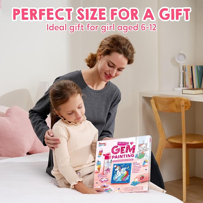 Klever Kits 16 Projects Gem Painting, Kids Diamond Art Kit for Kids with 5D Diamond, Arts and Crafts for Girls Ages 6-12, Gem Craft Activities Kits, Premium Art Gift Ideas for Girls Ages 6, 7, 8+