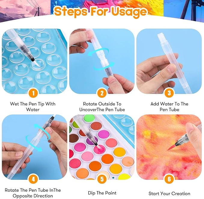 Taotree 48 Colors Watercolor Paint Set for Kids Adults Artist Painting | Art Supplies Drawing Kit Painting Supplies Brush, Valentines Day Gifts for Kids Adults, Easter Basket Stuffers