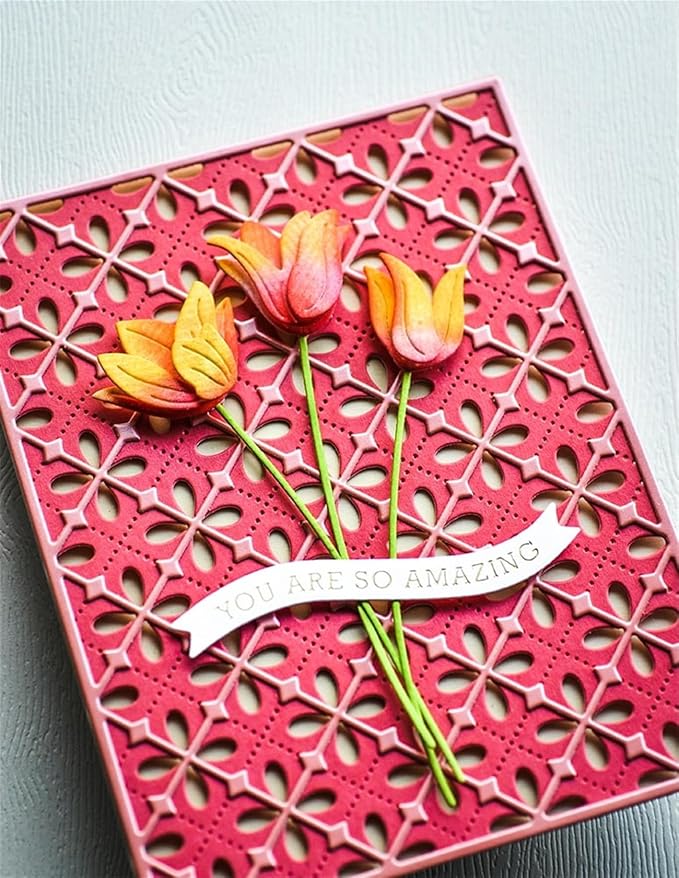 Annchaos Cutting Dies 3D Background Frame Metal Stencils Scrapbooking Tools DIY Craft Carbon Steel Embossing Template for Paper Card Making Album Arts Supplies (Frame 11-Flower 11.1x14.4cm)