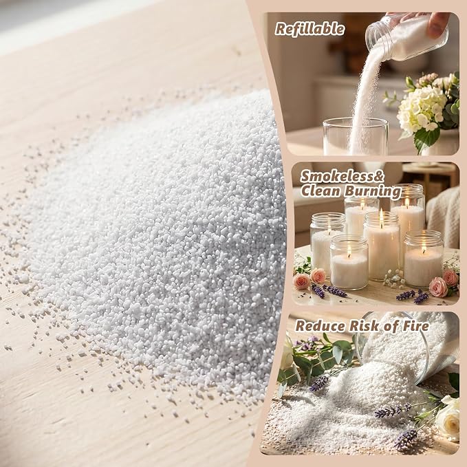BISWYLBLJ 5 lbs White Natural Pearled Candle Sand Kit with 50 Wicks