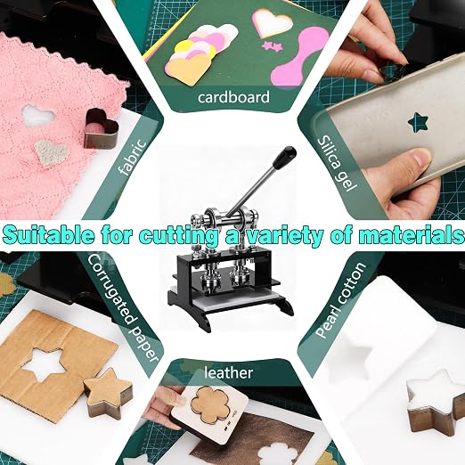 1.5Ton Leather Cutting Machine,20 * 20cm Leather Hand Press Dual Guide Shafts Die Cut Machine with 39 pcs Hole Punch Tool Set for Leathercraft,DIY & Various Materials Die Cutting