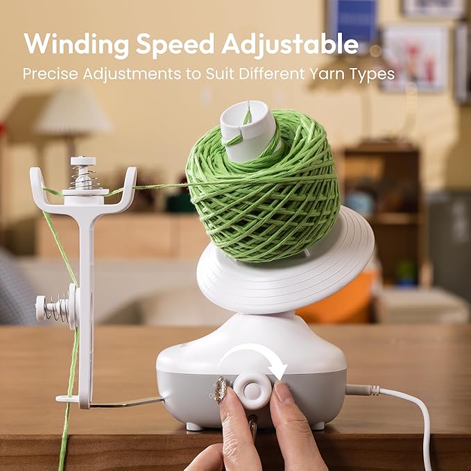 Yarn Winder Electric, Auto Compact Cake Winding for Knitting Lovers | Perfect Yarn Organizer with Strong Tension & Adjustable Speed, Efficient Large Capacity Yarn Ball Spinner for Crafters, White