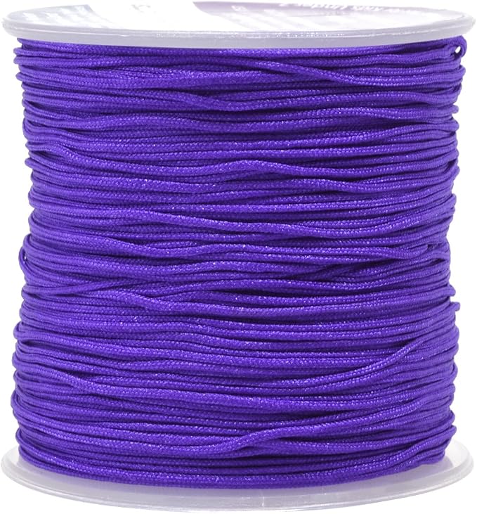 Mandala Crafts 1mm Purple Rattail Nylon Satin Cord for Jewelry Making