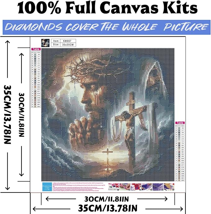 Diamond Art Kits for Adults Praying Jesus, DIY 5D Diamond Painting Kit