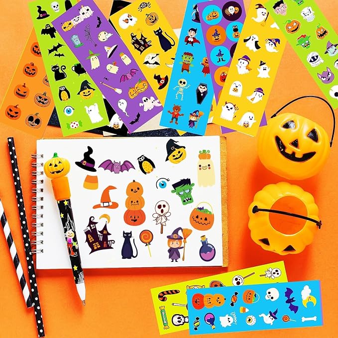 100 Sheets Halloween Stickers for Kids(Over 1250pcs), Cute Halloween Stickers Bulk for Pumpkin Party Favors Decoration Gifts Treat Bags Goodie Bags Filler