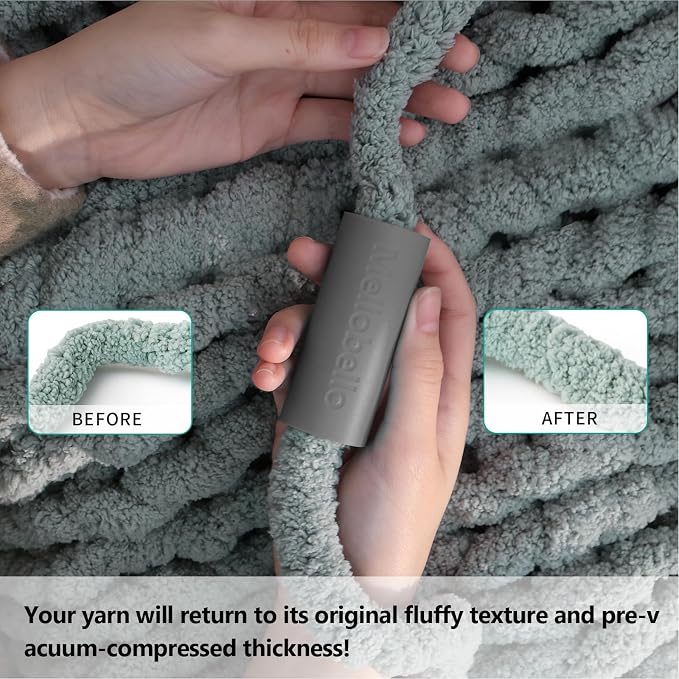 Chunky Yarn Fluffer - Efficient Fluffing Tool for Jumbo Bulky Chenille Yarn - Essential Revive Accessory for Hand Knitting & Blanket Crocheting,Grey