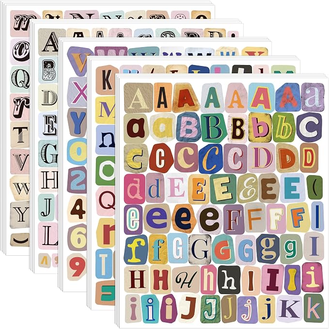 1488PCS Vintage Letter Stickers,1 Inch Magazine Alphabet and Number Sticker