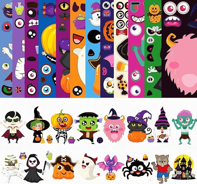 64 Sheets Halloween Stickers for Kids, Halloween Crafts DIY Stickers