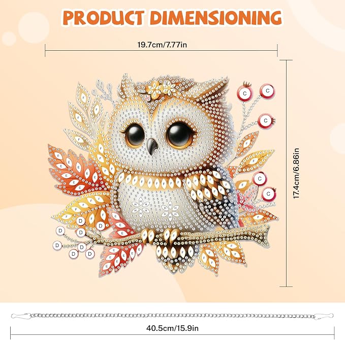 Bowetile Fall Owl Diamond Art Hanging Kits for Adults, Diamond Art Suncatchers Maple Leaf, 5D Special Shape Autumn Diamond Painting Pendant Window Ornament Gifts for Home Door Wall Decor