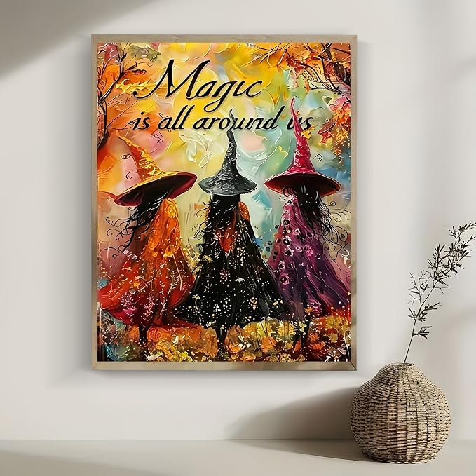 LKHMVCA Halloween Fall Witch Forest Paint by Number Kits for Adults, DIY Paint by Numbers Kits for Adults Beginners Without Frame, Acrylic Paint Canvas Painting Kits Art for Home Decor 16x20 Inch