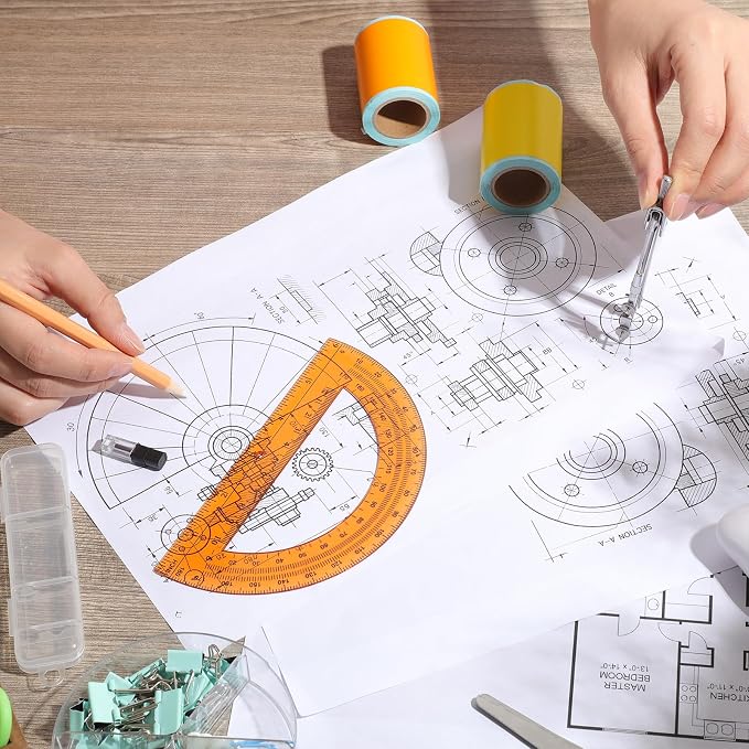 EBOOT Drawing Compass and 6 in Protractor Geometry Set, Orange | Geometry Math Set, Swing Arm Protractor Ruler Compass, Geometry Drawing Tools for Measuring Angles