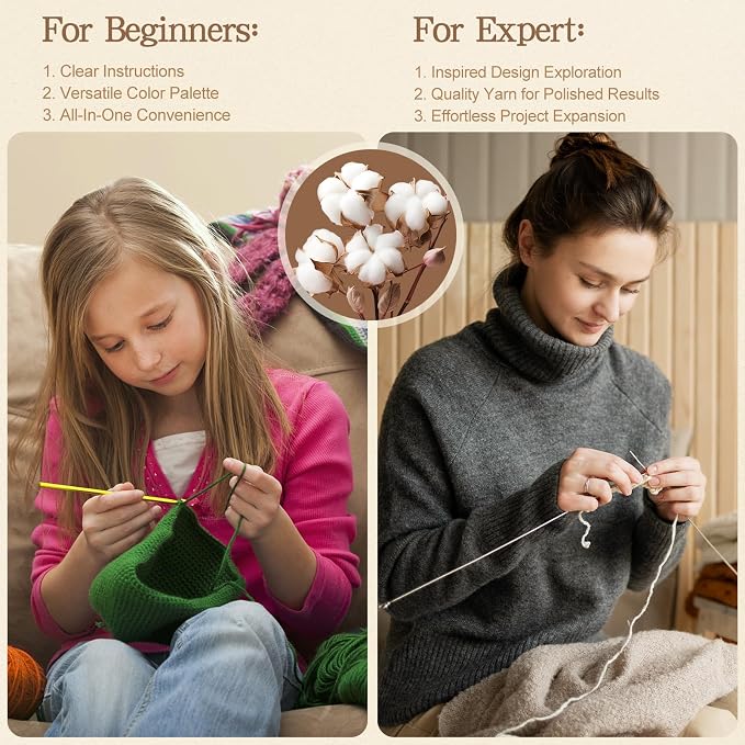 Katech 20 Skeins Cotton Yarn for Crocheting-Crochet Yarn Set-(Color B) | 55% Cotton 45% Acrylic#3 DK (Light)-Super Soft Milk Cotton Yarn-Great Crochet and Knitting Starter Kit for Colorful Craft
