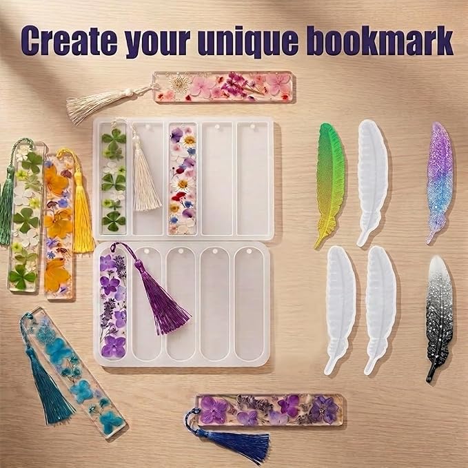 Resin Bookmark Mold,13-Cavity Different Shape Bookmark Resin Mold