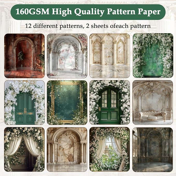 24 Sheets 6"x6" Scrapbook Paper Single-Sided Pattern Decorative Paper